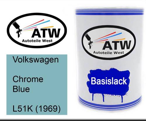 Volkswagen, Chrome Blue, L51K (1969): 500ml Lackdose, von ATW Autoteile West.